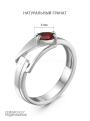 Кольцо из серебра с нат. гранатом родированное