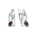 Серьги из серебра с нат. гранатом родированные