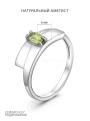 Кольцо из серебра с нат. хризолитом родированное