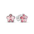 Серьги-пусеты из серебра с кристаллами премиум австрия светло-розовый родированные