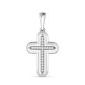 Подвеска-крест из серебра с фианитами родированная