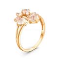 Кольцо из золочёного серебра с нат. розовым  кварцем
