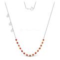 Колье женское из серебра с натуральным карнелианом, лунным камнем и фианитами родированное