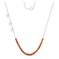 Колье женское из серебра с натуральным карнелианом и фианитами родированное