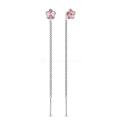 Серьги-продёвки из серебра с кристаллами премиум Австрия Светло-розовый