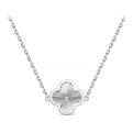 Колье длинное из серебра в форме клевер с фианитом родированное коллекция Wan clover 
