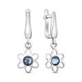 Серьги из серебра с синим Кристаллом Премиум Австрия родированные - Цветочки