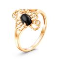 Кольцо из золочёного серебра с натуральным диопсидом и фианитами - Скорпион