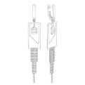 Серьги длинные из серебра с фианитами родированные (квадрат, прямоугольник, цепи)