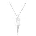 Колье из серебра с фианитом родированное (квадрат, прямоугольник, цепи)