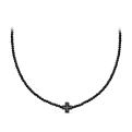 Колье из серебра с гематитом и чёрной шпинелью родированное - Крест