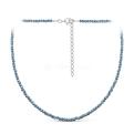 Колье из серебра с бусинами синт.синего кварца родированное - удлинитель 5 см