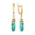 Серьги из золочёного серебра с бирюзой и фианитами