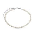 Браслет из серебра с культ.жемчугом родированный - 19 см (+5 см)