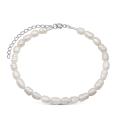Браслет из серебра с жемчугом родированный - 18 см (+5 см)