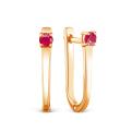 Серьги из золочёного серебра с нат.рубинами