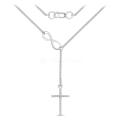 Колье женское из серебра с фианитами родированное - Бесконечность и крест