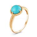 Кольцо из золочёного серебра с натуральной бирюзой