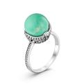 Кольцо из серебра с бирюзой родированное