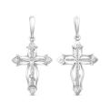 Крест из серебра с фианитами родированный