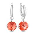 Серьги из серебра с кристаллом Премиум Австрия розовый персик родированные