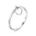 Кольцо женское из серебра родированное - Сердце