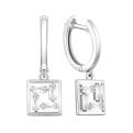 Серьги из серебра в форме квадрата с фианитами родированные