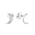 Серьги-пусеты женские Месяц из серебра с фианитами родированные