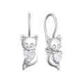 Серьги детские из серебра с фианитами родированные - Лисички
