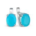 Серьги из серебра с натуральным голубым агатом родированные