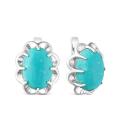Серьги из серебра с нат.бирюзой родированные