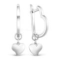 Серьги женские из серебра родированные - Сердца (2 в 1)