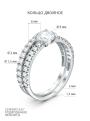 Кольцо женское наборное двойное из серебра с фианитами родированное
