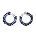 Серьги женские из серебра с натуральной шпинелью и синими фианитами родированные