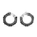 Серьги женские из серебра с чёрными фианитами родированные