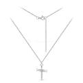 Колье с гвоздиками в виде креста из серебра с фианитами родированное - Удлинитель 5 см