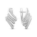 Серьги женские из серебра с фианитами родированные