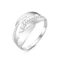 Кольцо из серебра с фианитами родированное