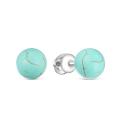 Серьги-пусеты из серебра с натуральной крашеной прессованной бирюзой родированные