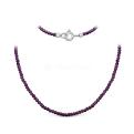 Колье из родированного серебра с бусинами синтетической бордовой шпинели