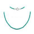 Колье из родированного серебра с бусинами синтетической бирюзовой шпинели