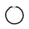 Браслет из серебра с бусинами из синтетической чёрной шпинели родированный - Тройная нить