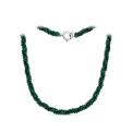 Колье из серебра с бусинами из синтетической зелёной шпинели родированное - Тройная нить