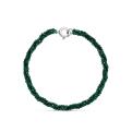 Браслет из серебра с бусинами из синтетической зелёной шпинели родированный - Тройная нить