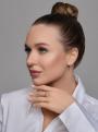 Серьги женские из серебра с синтетическими александритами и фианитами родированные