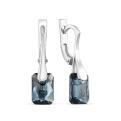 Серьги из серебра с кристаллами премиум Австрия тёмно синий родированные