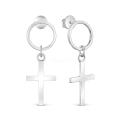 Серьги-пусеты женские из серебра родированные - Кресты