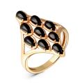 Кольцо из золочёного серебра с чёрной шпинелью