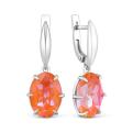 Серьги женские из серебра с кристаллами Премиум Австрия цвета оранжевое свечение родированные