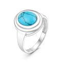Кольцо из серебра с синтетической бирюзой родированное